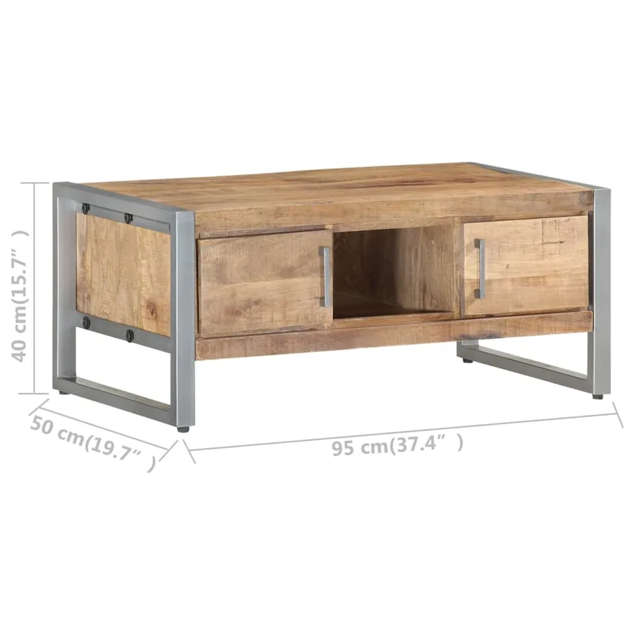 Table basse 95x50x40 cm Bois de manguier brut - 7