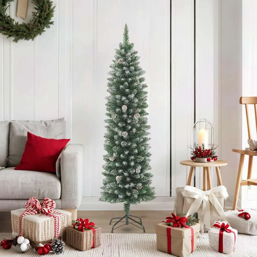 Sapin de Noël artificiel mince avec support 180 cm PVC - 2