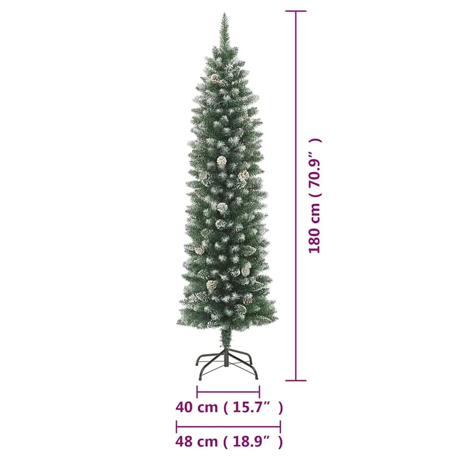 Sapin de Noël artificiel mince avec support 180 cm PVC - 9