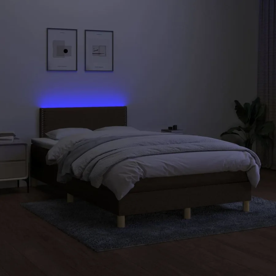 Sommier à lattes de lit matelas et LED Marron foncé 120x200 cm - 4