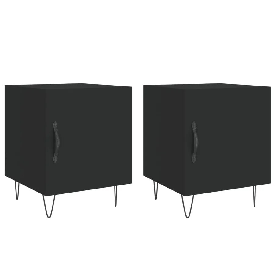 Tables de chevet 2 pcs noir 40x40x50 cm bois d’ingénierie - 2