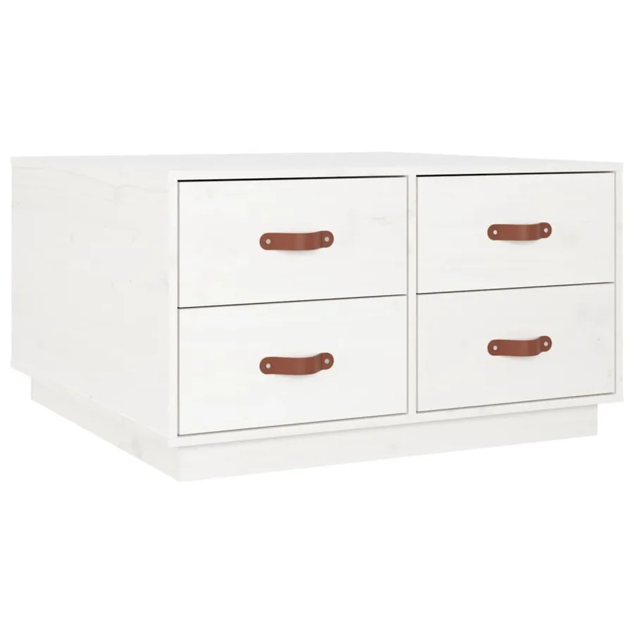 Table basse Blanc 80x80x45 cm Bois massif de pin - 2