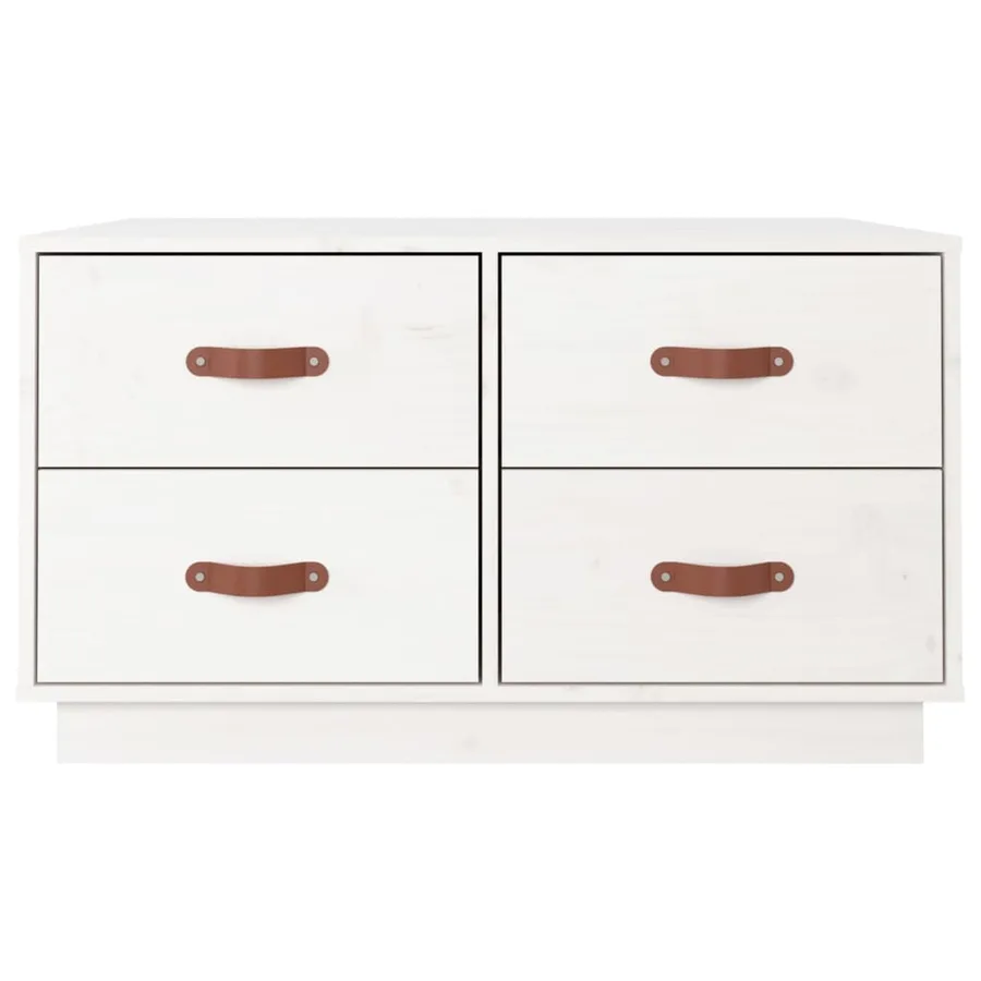 Table basse Blanc 80x80x45 cm Bois massif de pin - 6