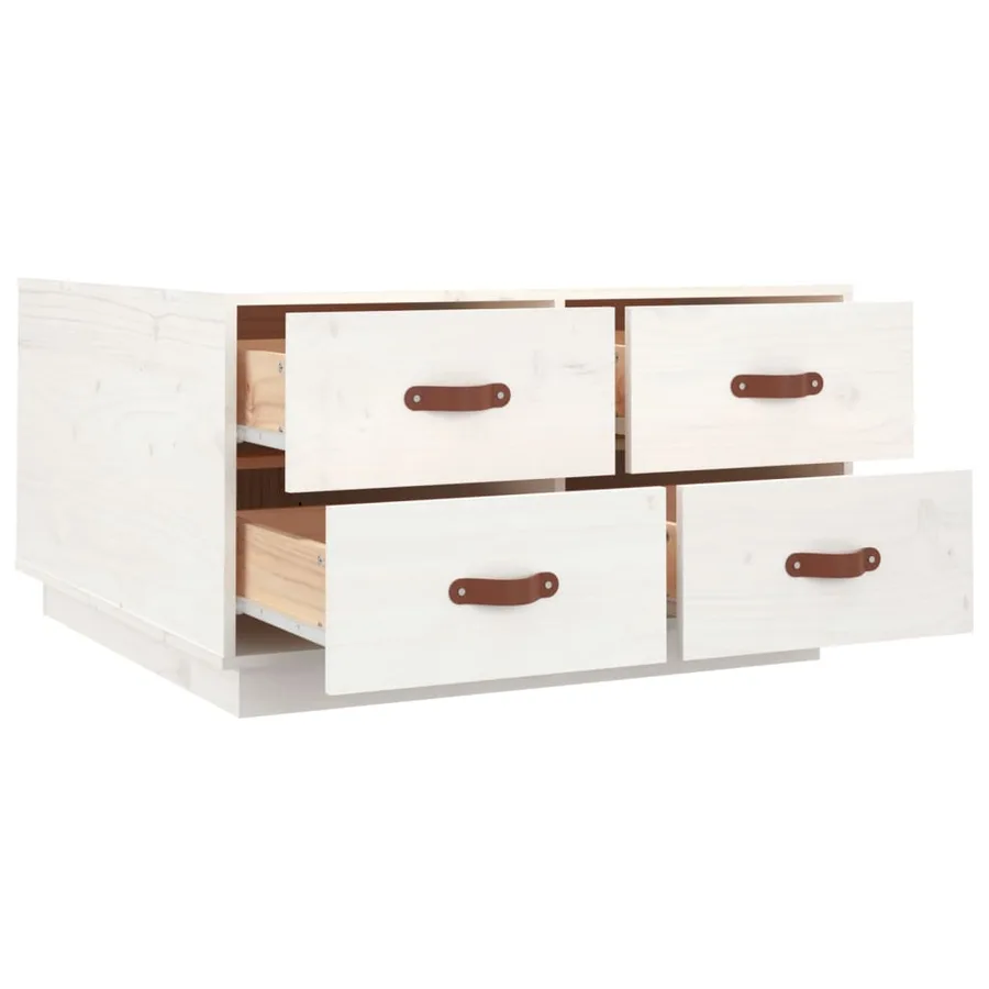 Table basse Blanc 80x80x45 cm Bois massif de pin - 7