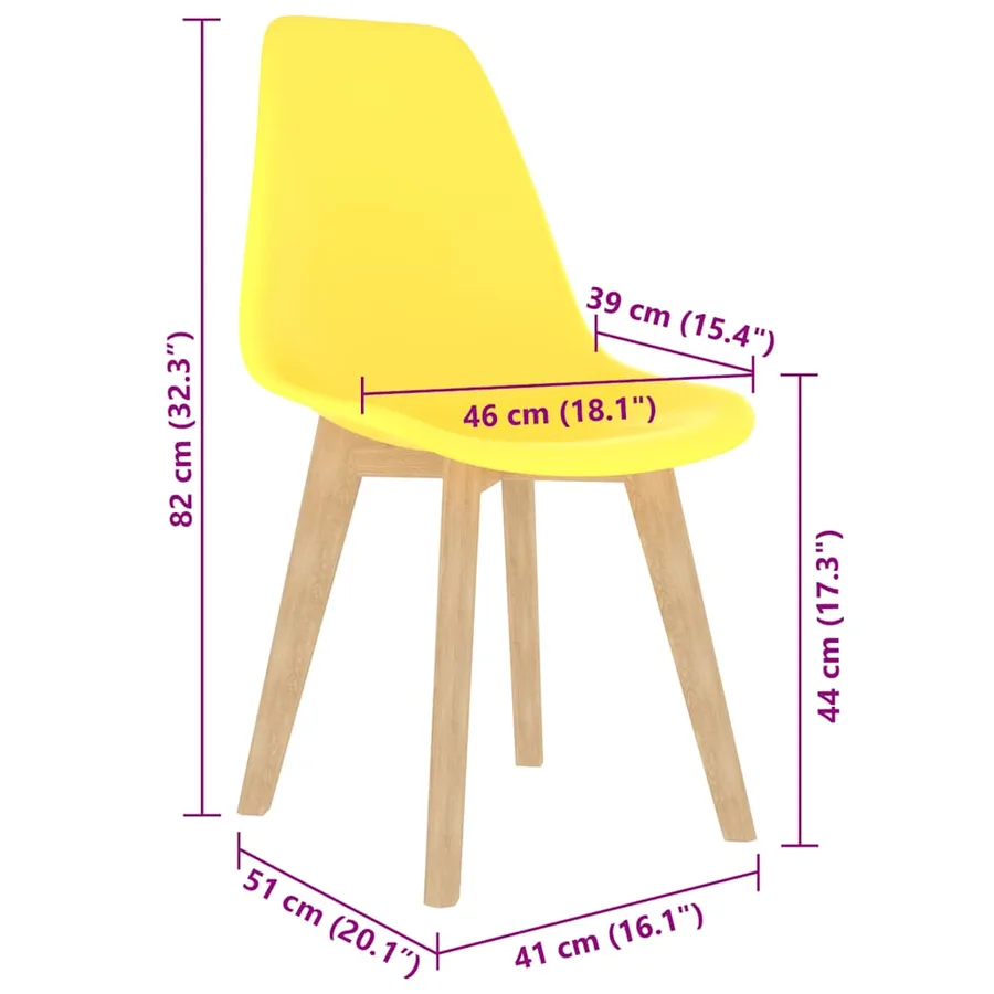 Chaises à manger lot de 6 jaune plastique - 7