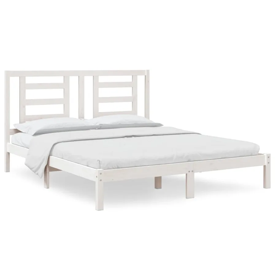 Cadre de lit sans matelas blanc 160x200 cm bois de pin massif - 2