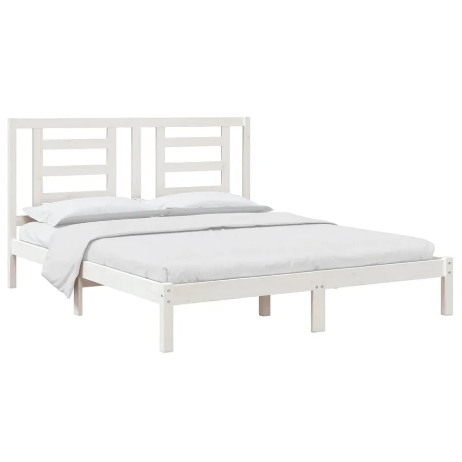 Cadre de lit sans matelas blanc 160x200 cm bois de pin massif - 3