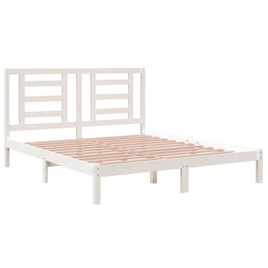 Cadre de lit sans matelas blanc 160x200 cm bois de pin massif - 4