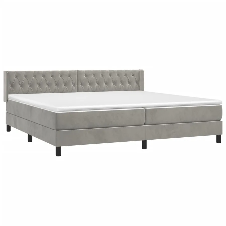 Sommier à lattes de lit et matelas Gris clair 200x200cm Velours - 3