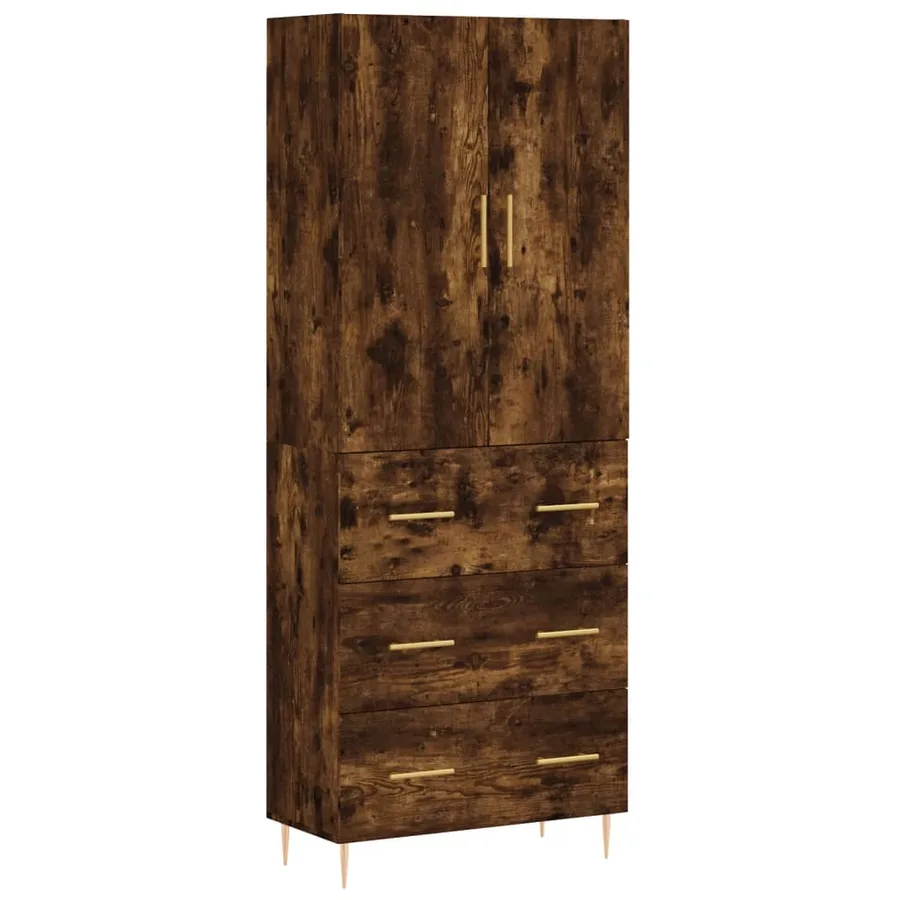 Buffet haut Chêne fumé 69,5x34x180 cm Bois d'ingénierie - 2