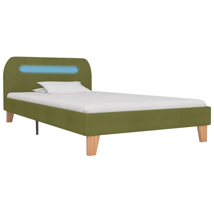 Cadre de lit avec LED sans matelas vert tissu 90x200 cm - 2