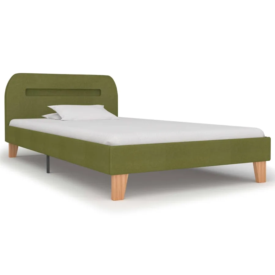 Cadre de lit avec LED sans matelas vert tissu 90x200 cm - 3
