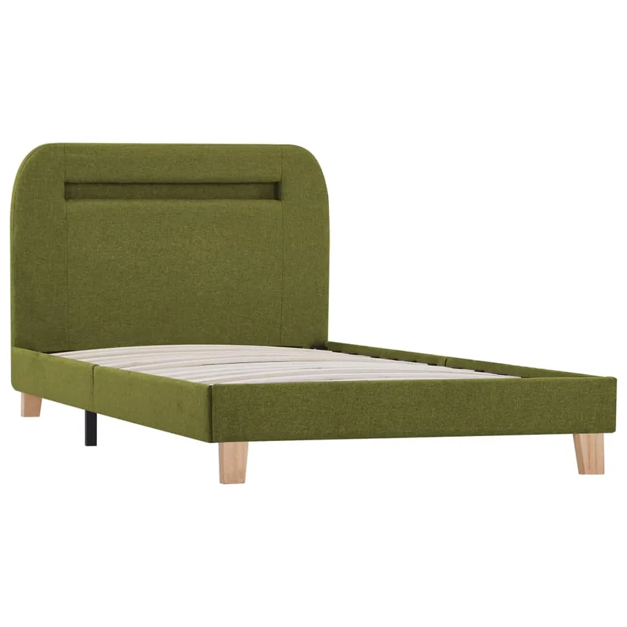 Cadre de lit avec LED sans matelas vert tissu 90x200 cm - 4