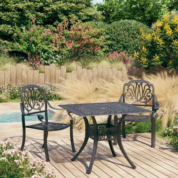 Ensemble de bistro 3 pcs Aluminium coulé Noir