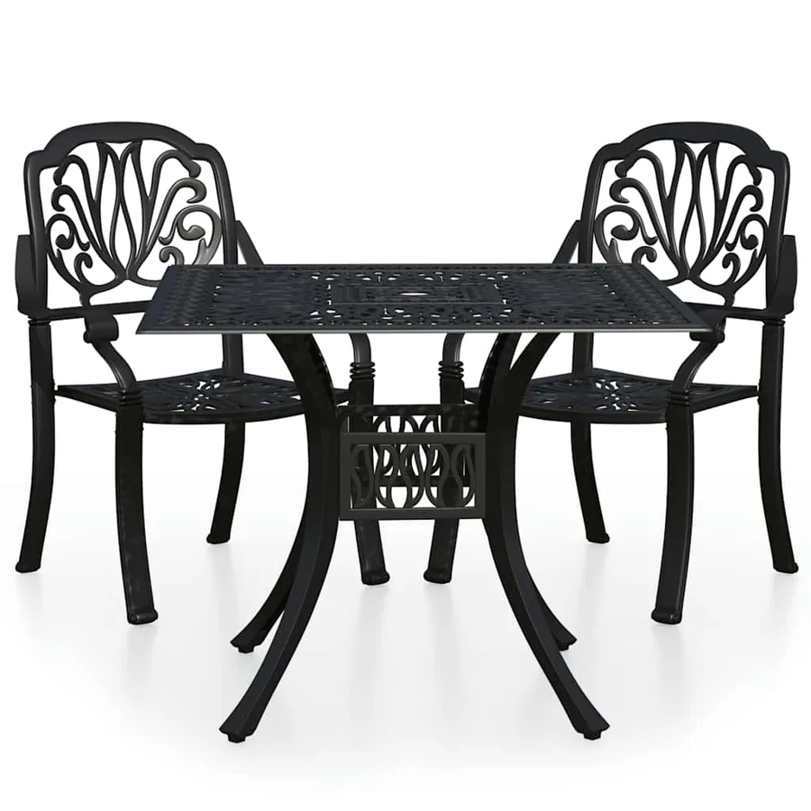 Ensemble de bistro 3 pcs Aluminium coulé Noir - 2