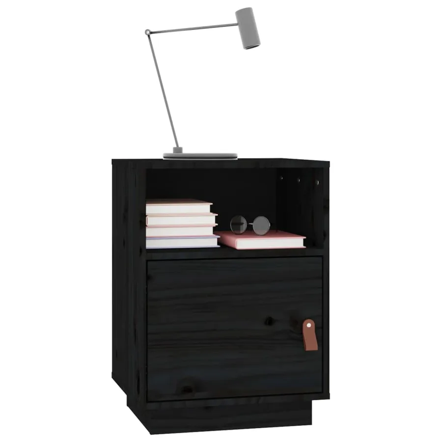 Tables de chevet 2 pcs Noir 40x34x55 cm Bois de pin massif - 4