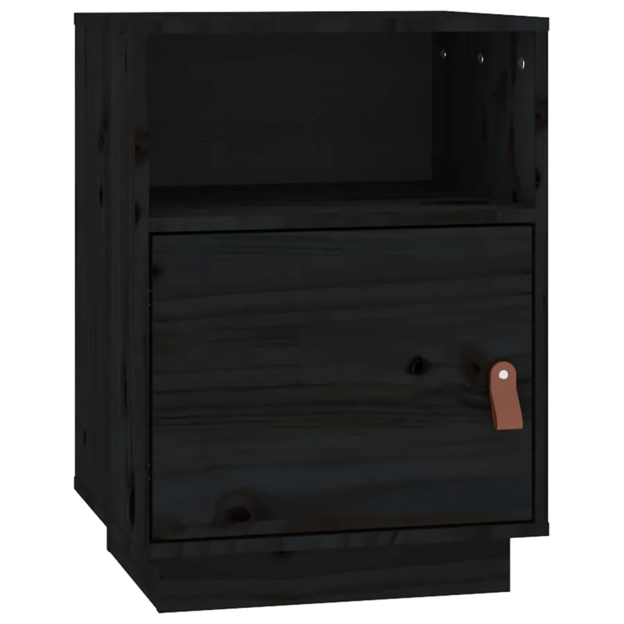 Tables de chevet 2 pcs Noir 40x34x55 cm Bois de pin massif - 6