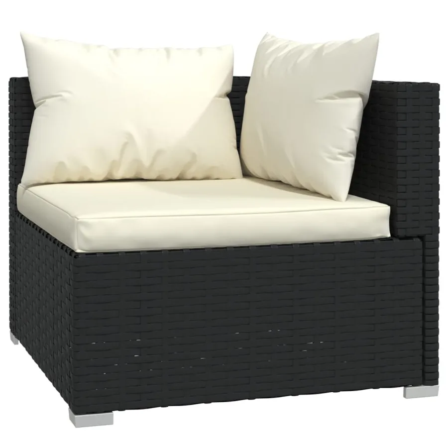 Salon de jardin 9 pcs avec coussins Résine tressée Noir - 3