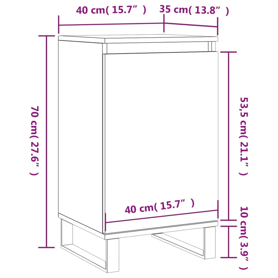 Buffet blanc 40x35x70 cm bois d’ingénierie - 12