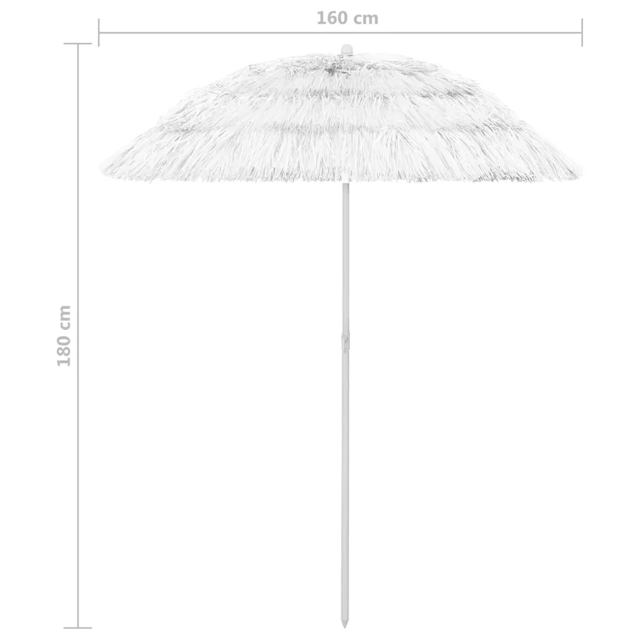 Parasol de plage Hawaii blanc 180 cm - 8