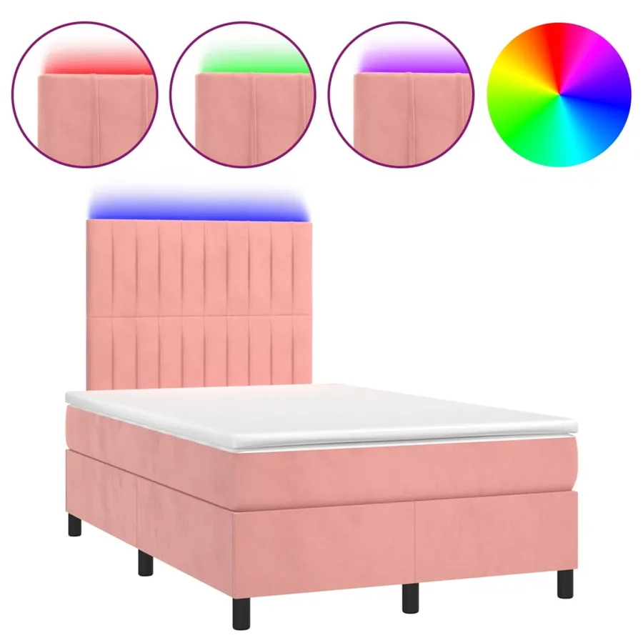 Sommier à lattes de lit avec matelas LED Rose 120x200cm Velours - 2