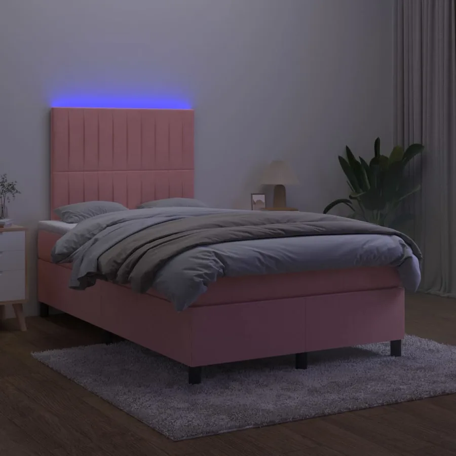 Sommier à lattes de lit avec matelas LED Rose 120x200cm Velours - 4
