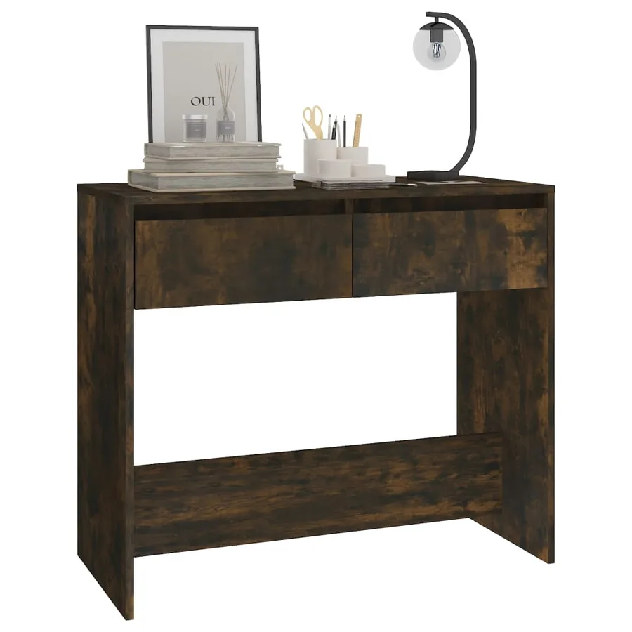 Table console chêne fumé 89x41x76,5 cm bois d'ingénierie - 4