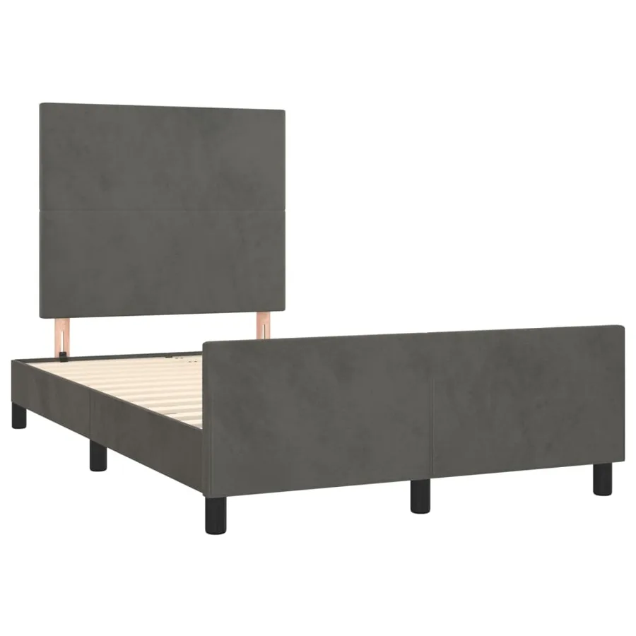 Cadre de lit sans matelas gris foncé 120x200 cm velours - 4