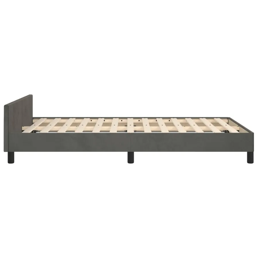 Cadre de lit sans matelas gris foncé 120x200 cm velours - 7
