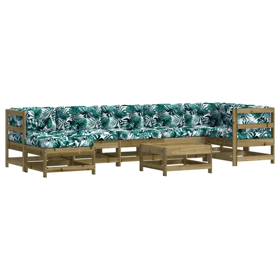 Salon de jardin 8 pcs avec coussins bois de pin imprégné - 2