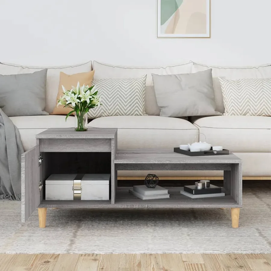 Table basse Sonoma gris 100x50x45 cm Bois d'ingénierie - 3