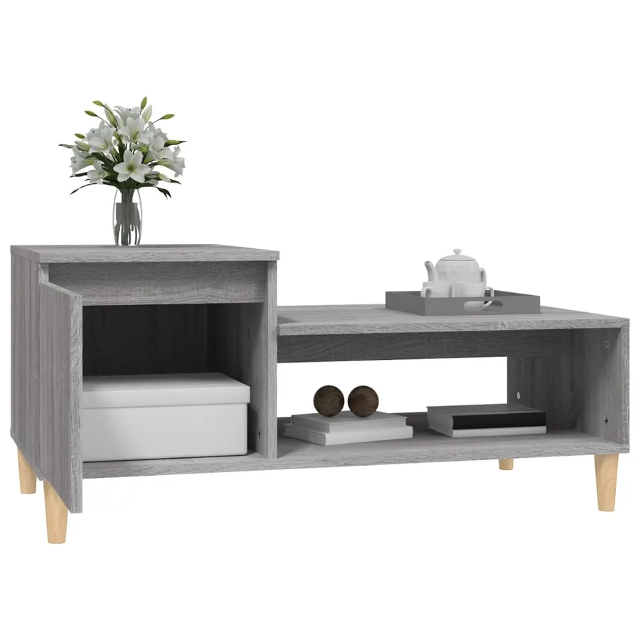 Table basse Sonoma gris 100x50x45 cm Bois d'ingénierie - 4