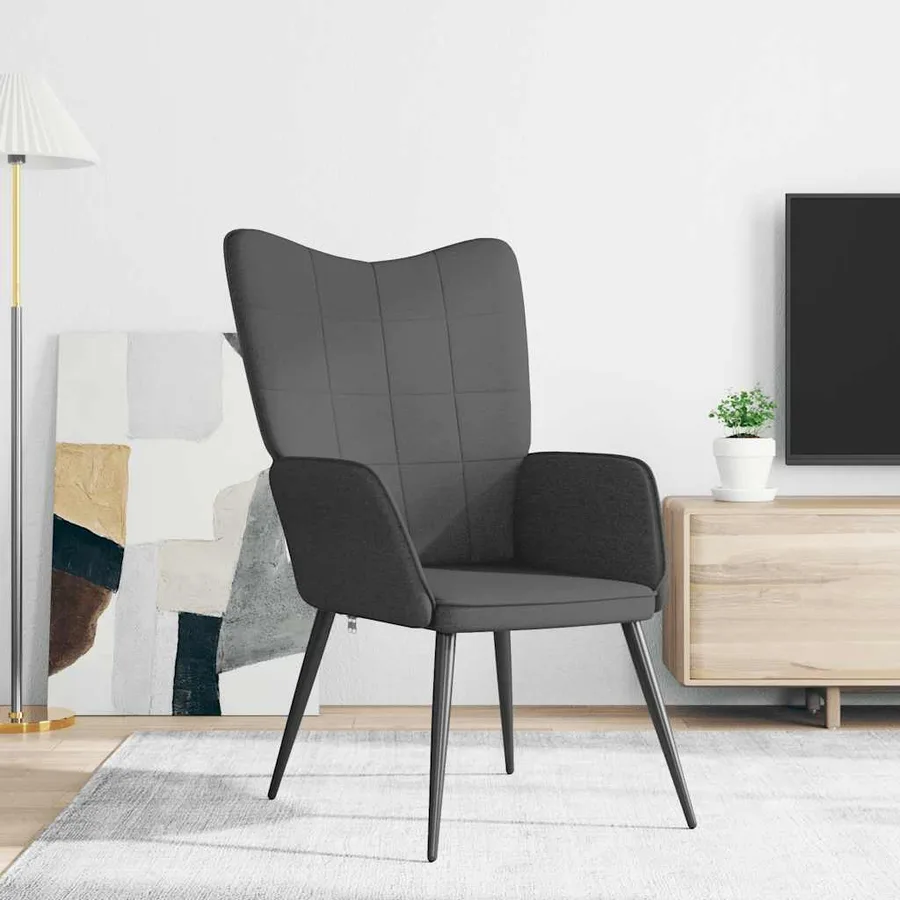Chaise de relaxation Gris foncé Tissu - 3