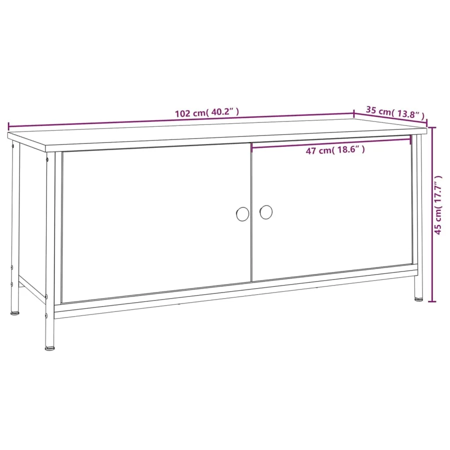 Meuble TV avec portes sonoma gris 102x35x45cm bois d'ingénierie - 10