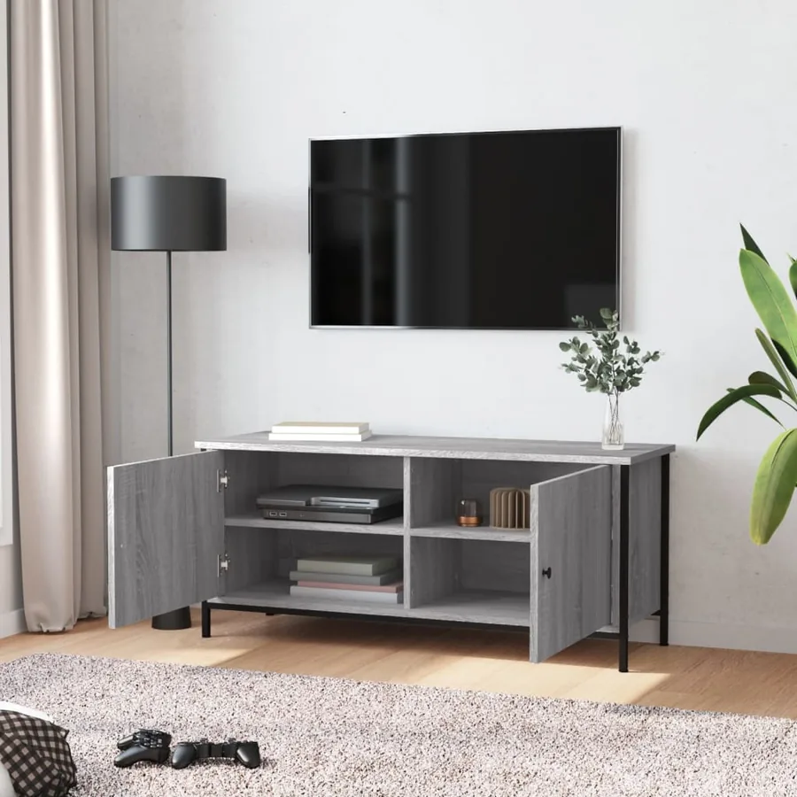 Meuble TV avec portes sonoma gris 102x35x45cm bois d'ingénierie - 3