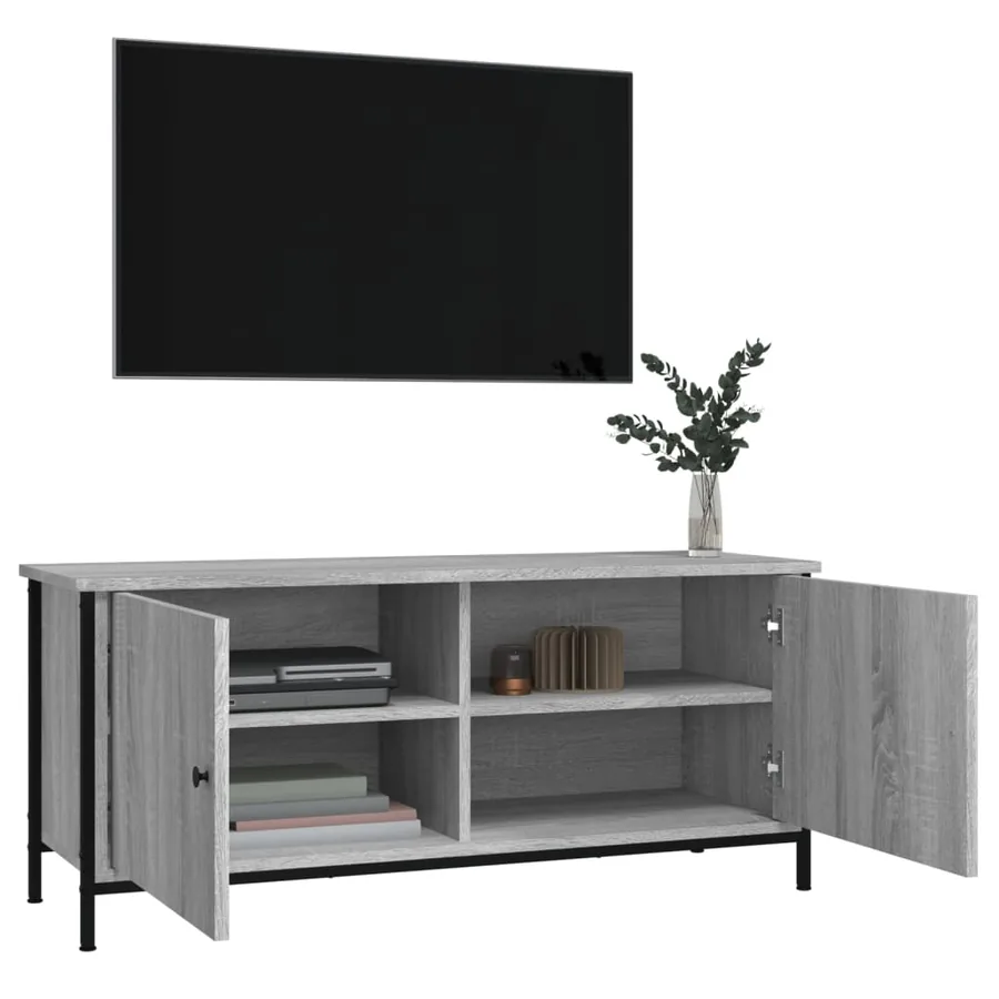 Meuble TV avec portes sonoma gris 102x35x45cm bois d'ingénierie - 4
