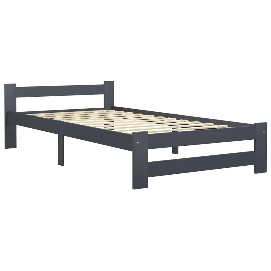 Cadre de lit sans matelas gris foncé pin massif 100x200 cm - 2
