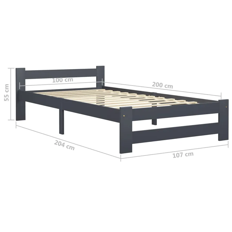 Cadre de lit sans matelas gris foncé pin massif 100x200 cm - 6