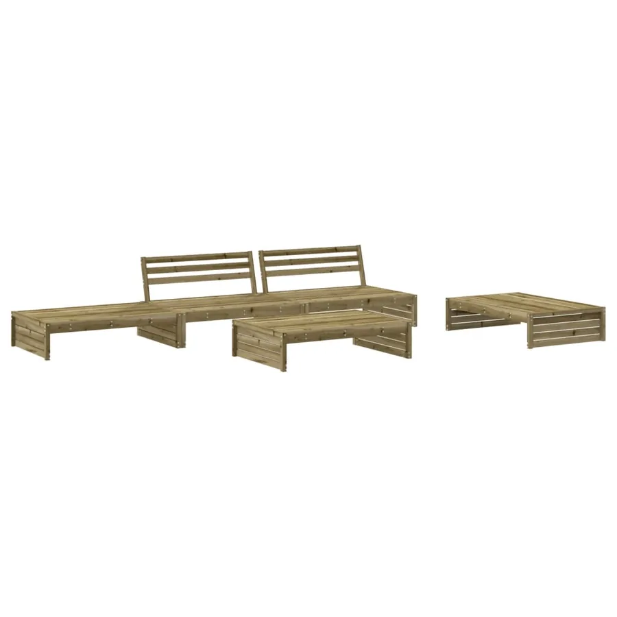 Salon de jardin 5 pcs avec coussins bois de pin imprégné - 3