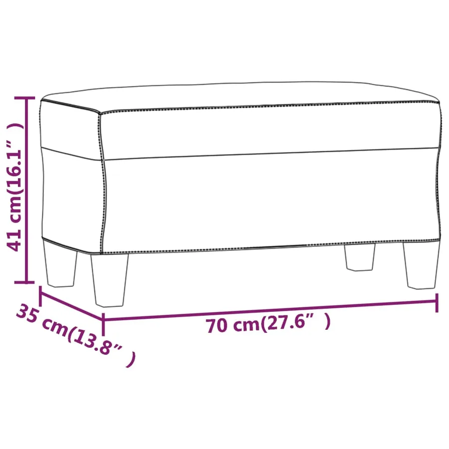 Banc Gris 70x35x41 cm Similicuir - 7