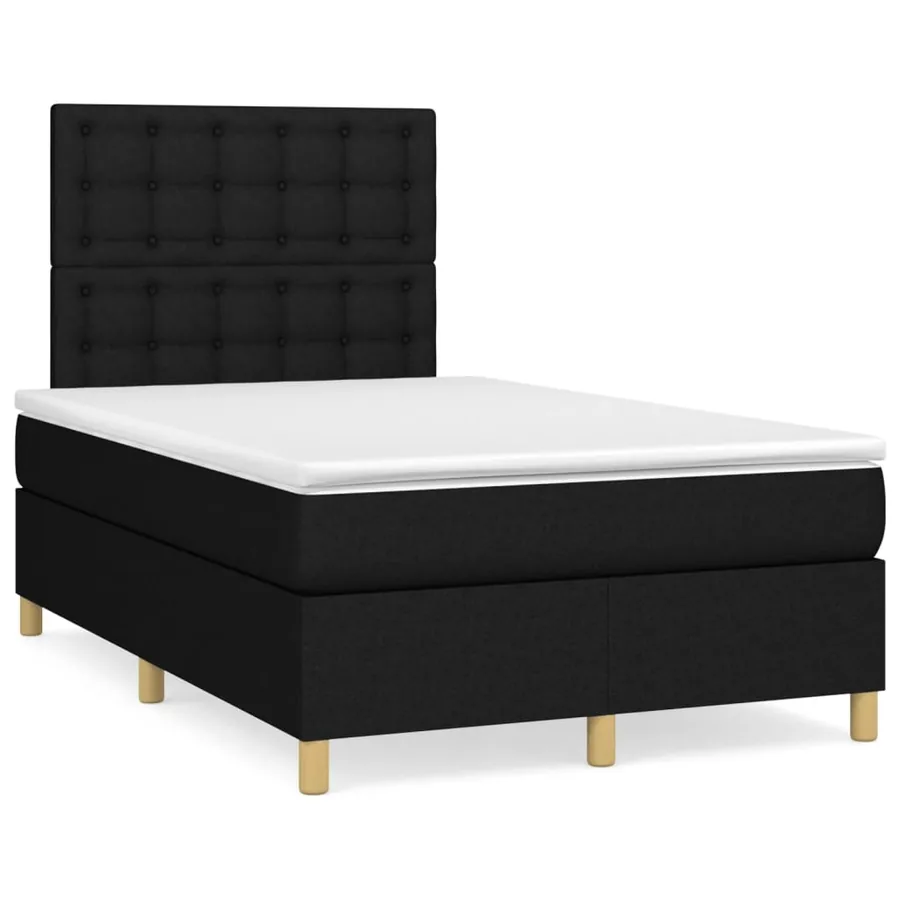 Sommier à lattes de lit avec matelas Noir 120x200 cm Tissu - 2