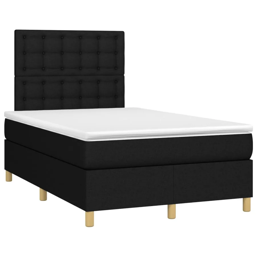 Sommier à lattes de lit avec matelas Noir 120x200 cm Tissu - 3
