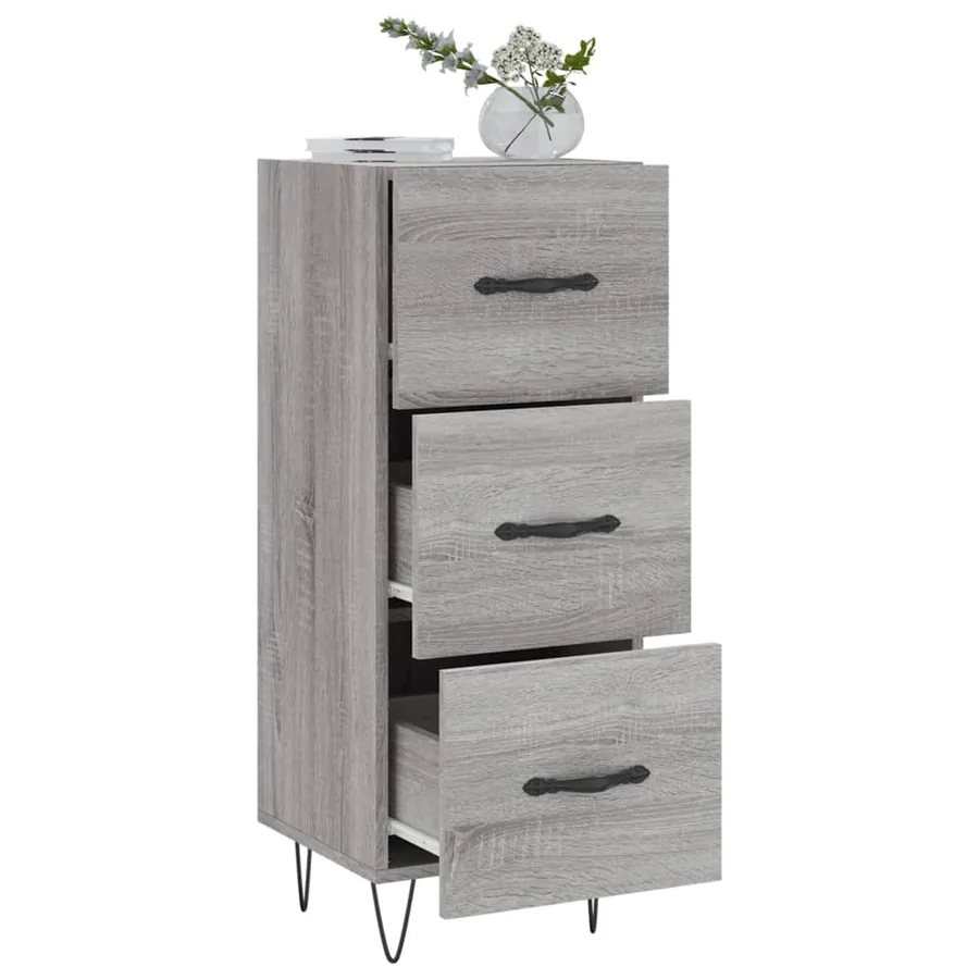 Buffet Sonoma gris 34,5x34x90 cm Bois d'ingénierie - 4