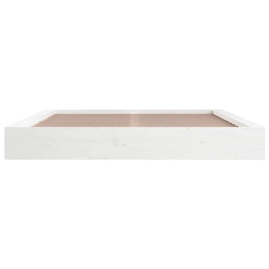 Cadre de lit sans matelas blanc 150x200 cm bois massif - 4