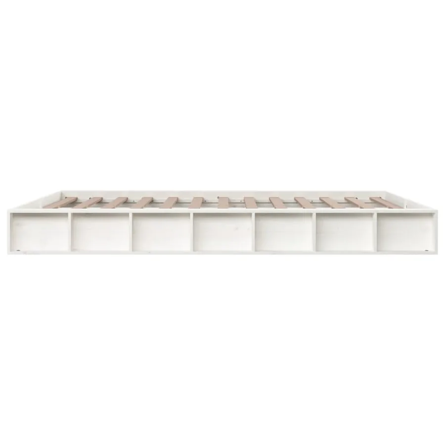 Cadre de lit sans matelas blanc 150x200 cm bois massif - 5