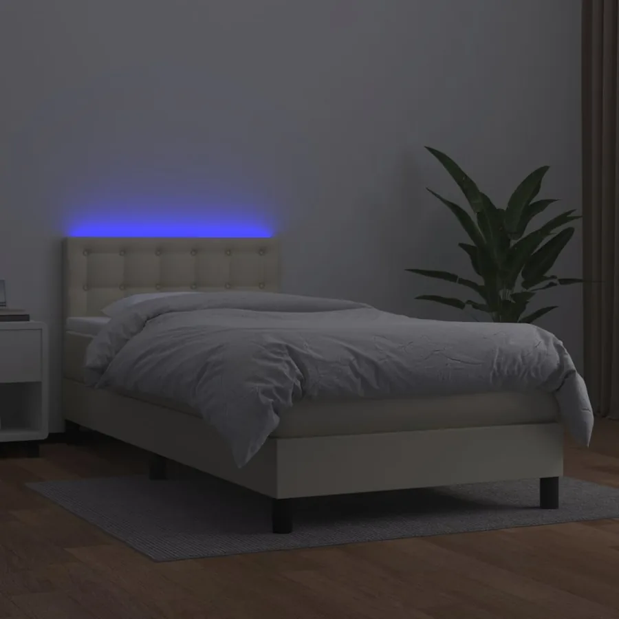 Sommier à lattes de lit avec matelas et LED Crème 80x200 cm - 4