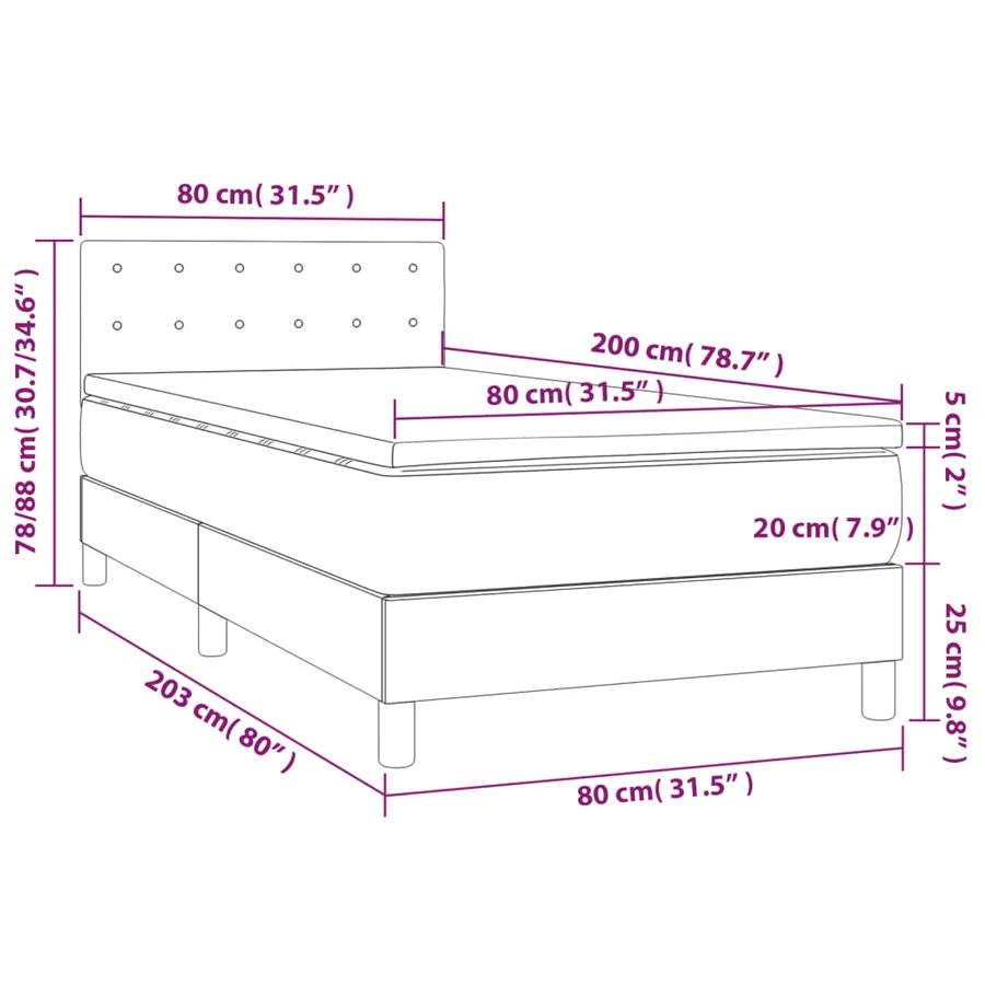 Sommier à lattes de lit avec matelas et LED Crème 80x200 cm - 8