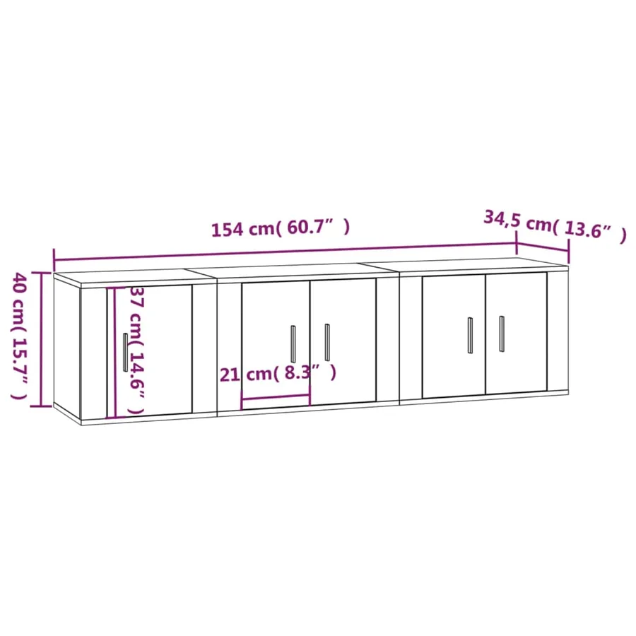 Ensemble de meubles TV 3 pcs Sonoma gris Bois d'ingénierie - 10