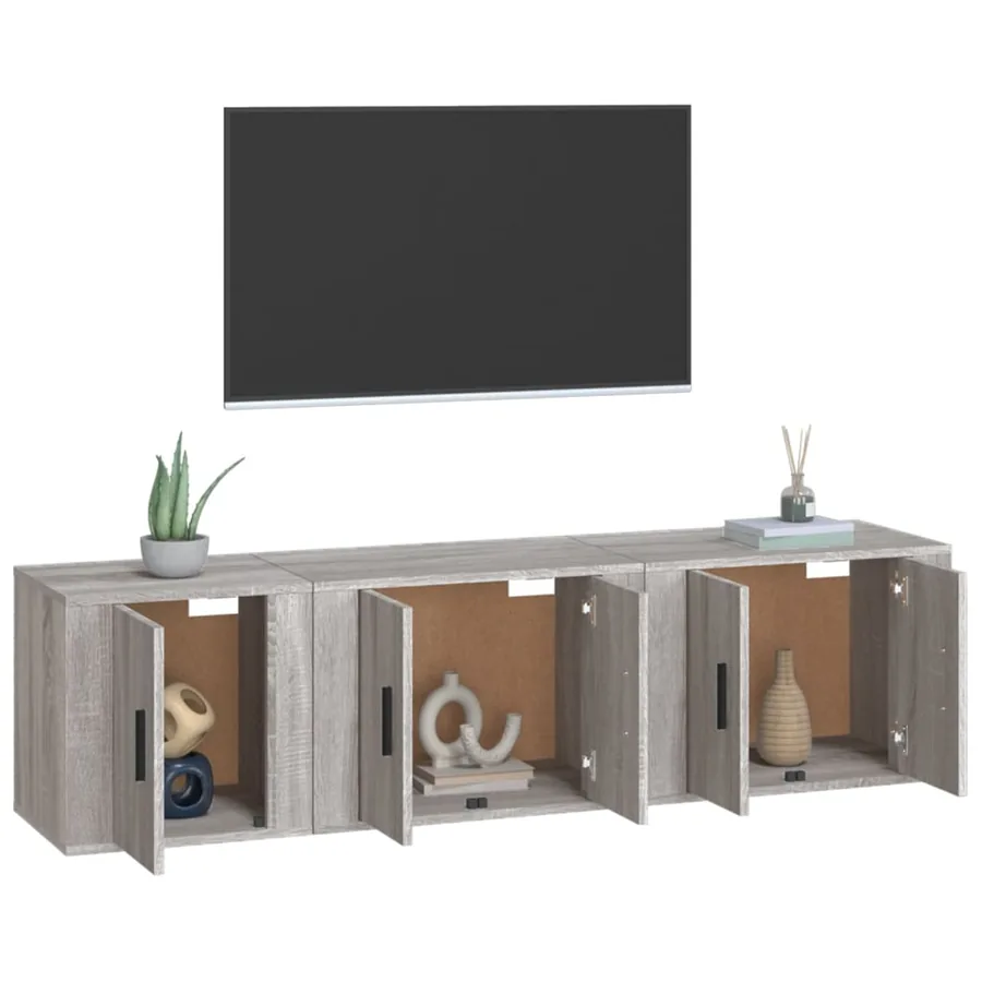 Ensemble de meubles TV 3 pcs Sonoma gris Bois d'ingénierie - 3