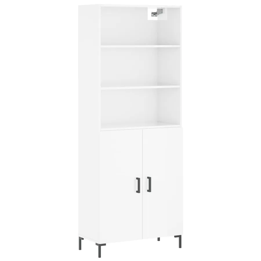 Buffet haut Blanc brillant 69,5x34x180 cm Bois d'ingénierie - 2